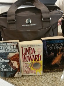 Action shot of bag of holding and important necessities